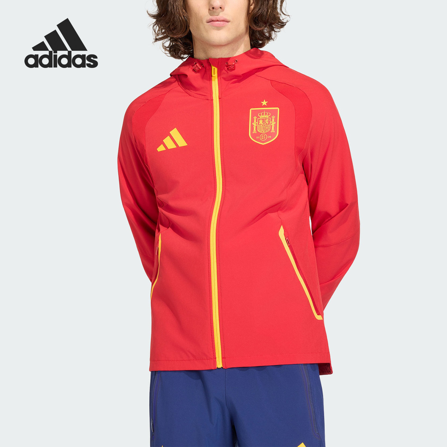 Adidas/阿迪达斯官方正品TIRO新款男红黄色足球夹克外套JZ2243