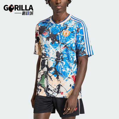 Adidas/阿迪达斯正品夏季男士时尚印花复古经典足球短袖T恤JZ7098