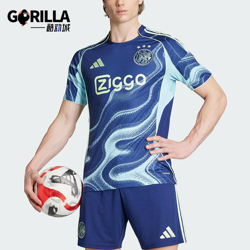 Adidas/阿迪达斯正品新款男士蓝浅蓝色足球经典短袖球衣JP1447