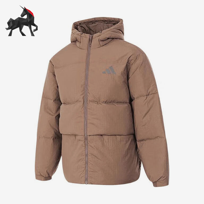 阿迪达斯男士休闲连帽羽绒服
