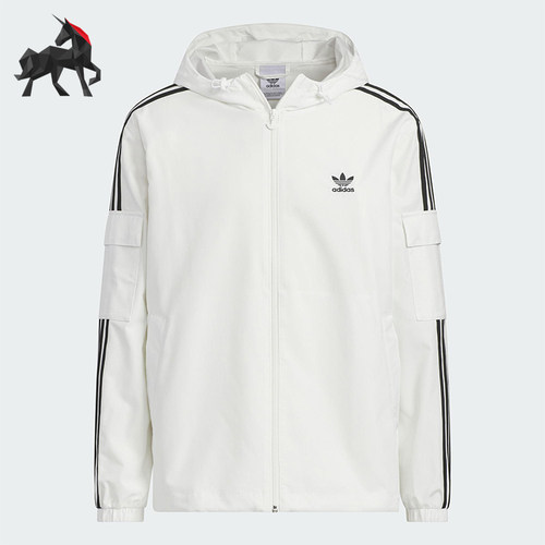 Adidas/阿迪达斯正品三叶草男女同款休闲三条纹梭织外套KB1944