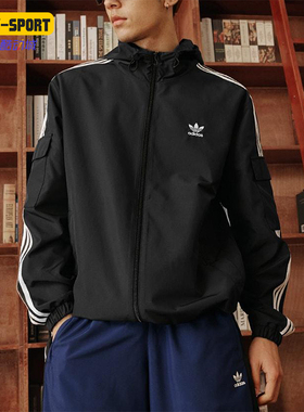 Adidas/阿迪达斯正品三叶草男女拉链经典运动连帽夹克外套KB1945