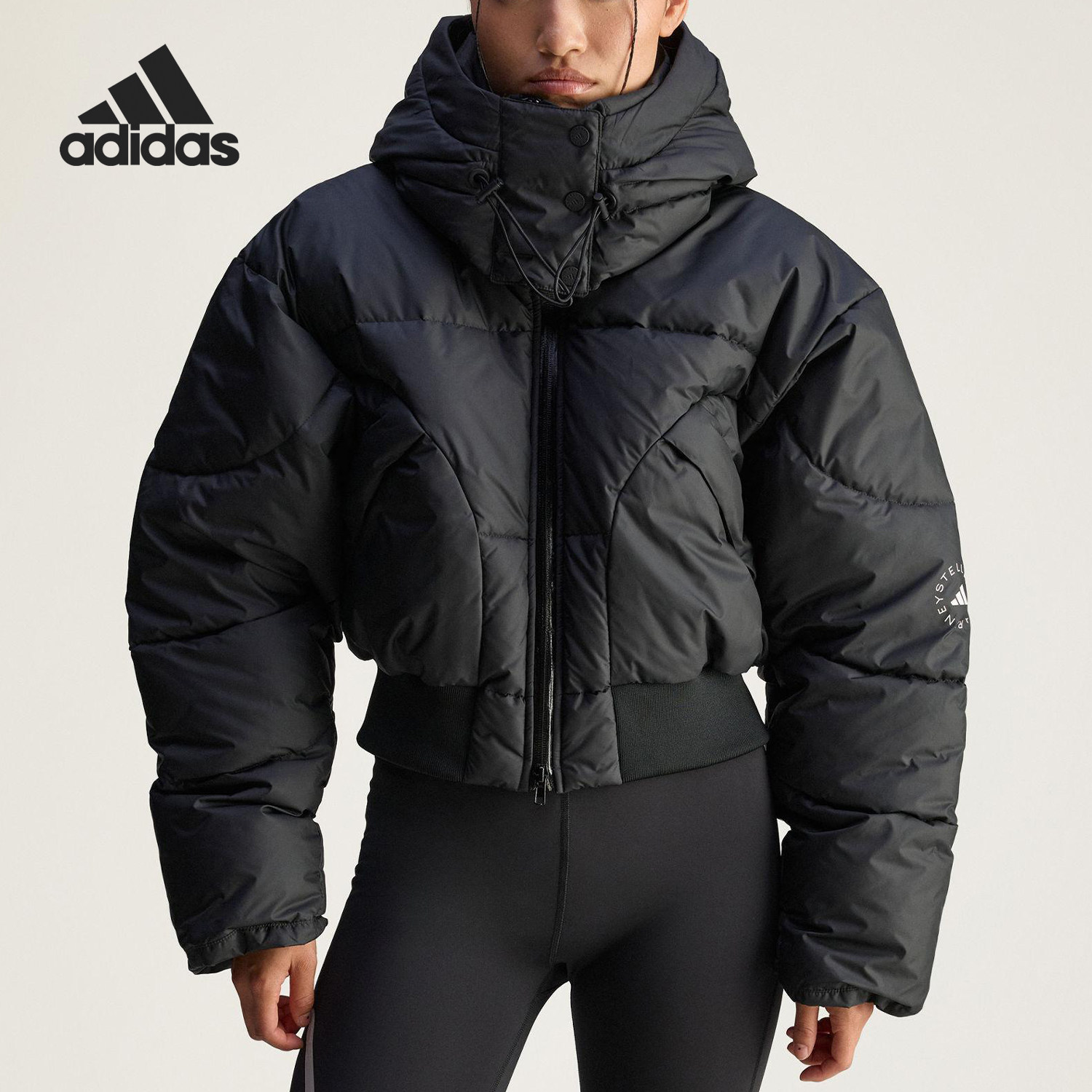 Adidas/阿迪达斯官方正品2025女士短款保暖运动连帽棉服JW2027