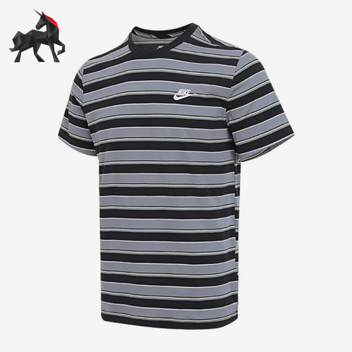 Nike/耐克正品2025夏季款男士条纹透气经典宽松短袖HJ0551-010