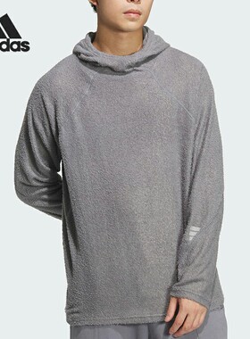 Adidas/阿迪达斯正品2025男士连帽日常休闲抓绒套头衫KS0050