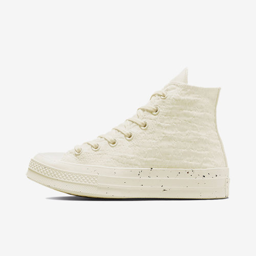 Converse匡威 褶皱高帮奶油白舒适休闲百搭帆布鞋女款淡黄571354C