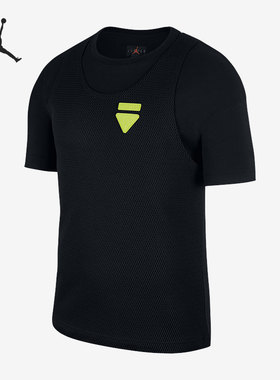 Nike/耐克正品JORDAN男子篮球训练圆领假两件短袖 CD9711-010