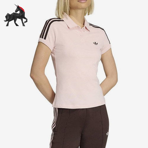 Adidas/阿迪达斯正品三叶草翻领条纹Polo衫女经典休闲短袖KD3699