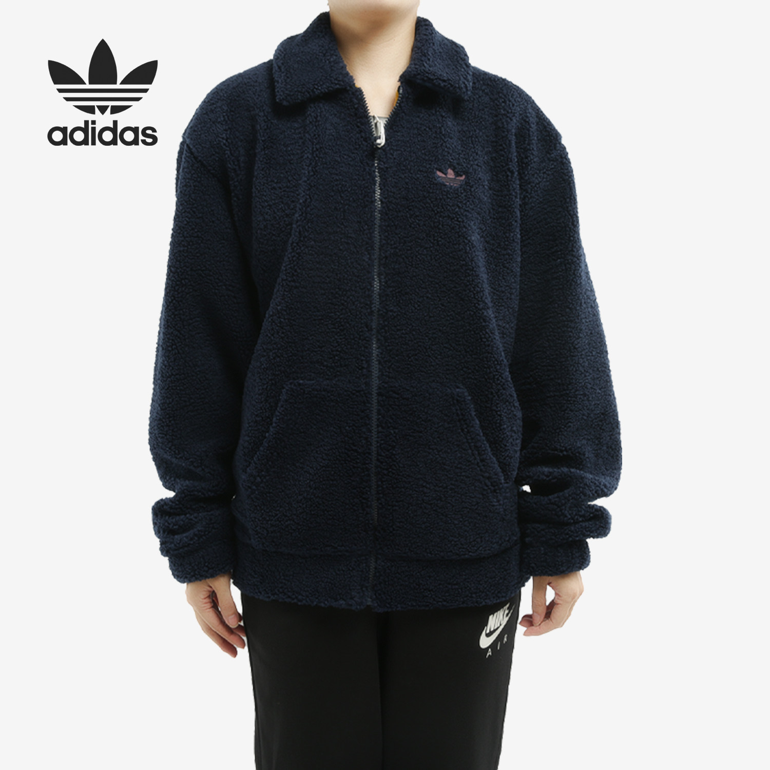 adidas/阿迪达斯正品三叶草男子羊羔绒经典运动拉链外套gd3532