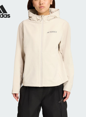 Adidas/阿迪达斯正品2025女士户外保暖宽松软壳外套JV6235