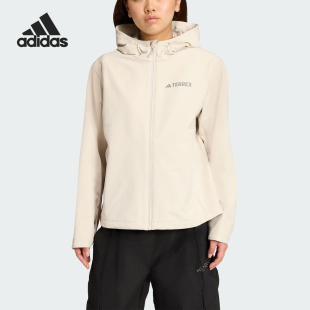Adidas/阿迪达斯正品2025女士户外保暖宽松软壳外套JV6235