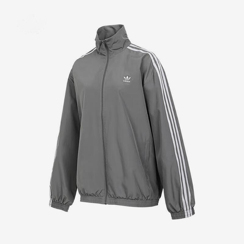 Adidas/阿迪达斯正品三叶草女士经典三条纹梭织翻领外套JD3394