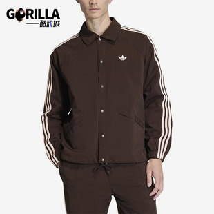 Adidas/阿迪达斯正品三叶草新款男棕色宽松夹克外套KE3595