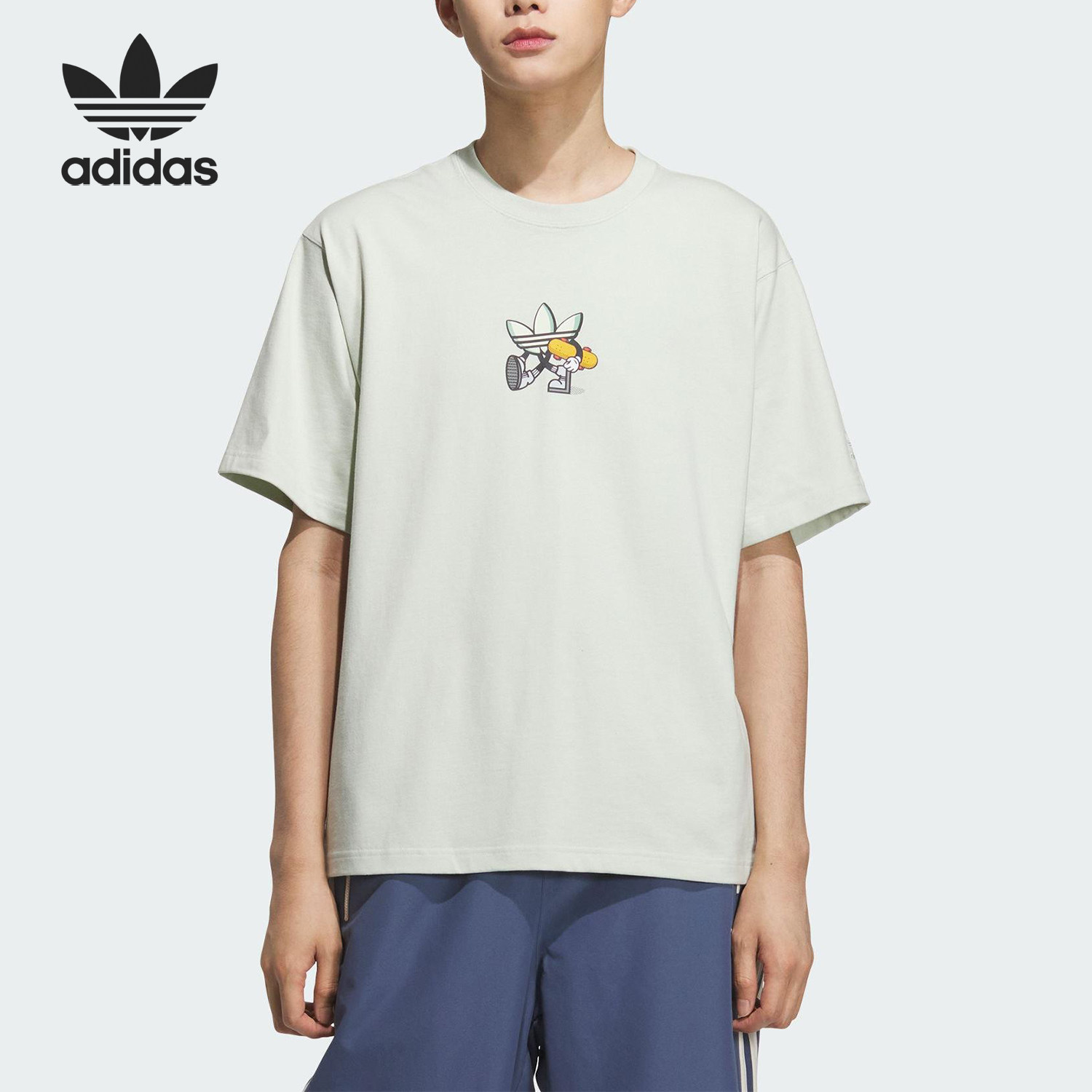 Adidas/阿迪达斯正品三叶草男士图案耐穿休闲运动短袖KC3113