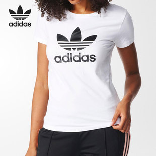 新款 三叶草夏季 女子运动休闲T恤BR8054 阿迪达斯正品 Adidas
