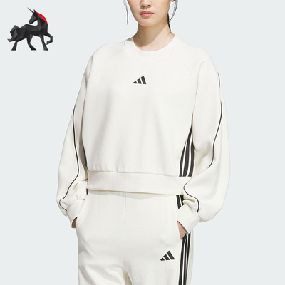 Adidas/阿迪达斯正品春秋女士运动宽松圆领短款休闲卫衣KB7601