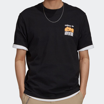 阿迪达斯男子户外圆领短袖t恤
