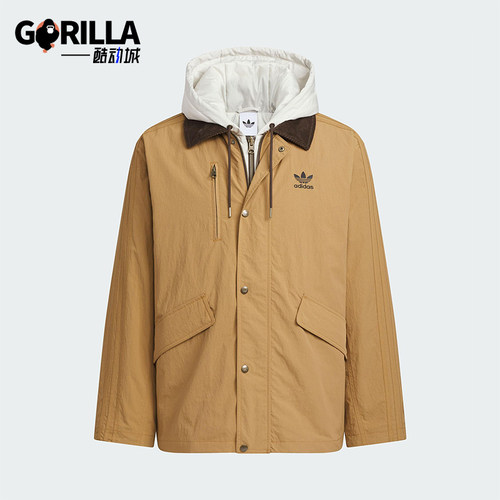 Adidas/阿迪达斯正品三叶草男士休闲连帽保暖二合一棉服KW1241
