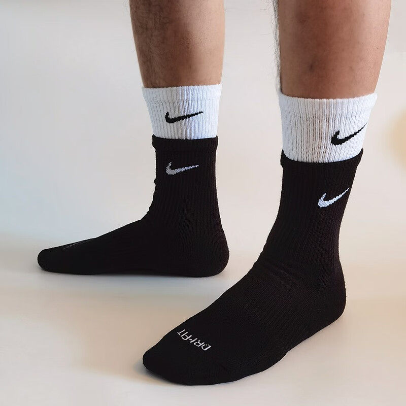 Nike耐克袜子假两件高筒袜正品毛巾底运动袜25春季新款男女训练袜