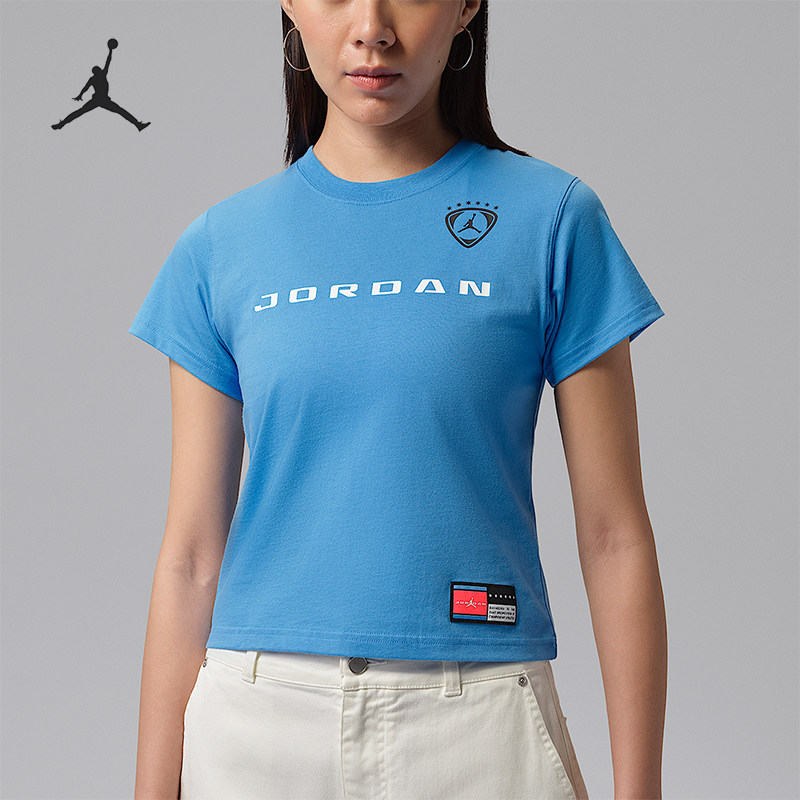 Nike/耐克正品JORDANBroklyn新款女大学经典蓝黑色T恤IR8804-412