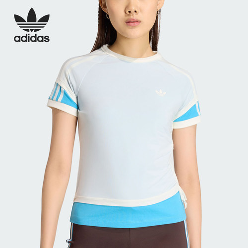 Adidas/阿迪达斯正品三叶草女士针织双层修身时尚休闲T恤KW4527