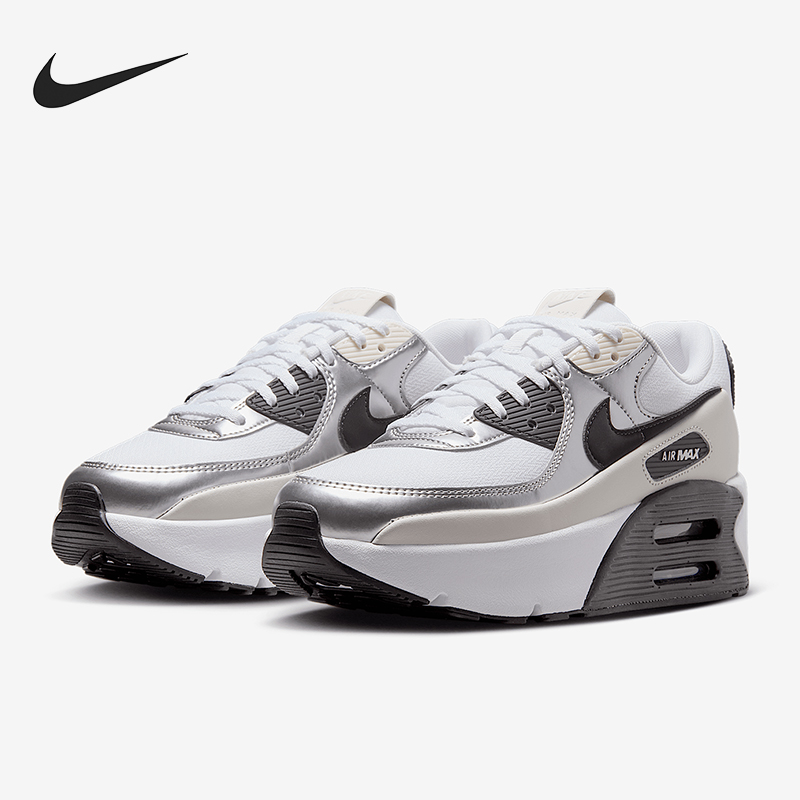 Nike/耐克正品Air Max 90女士低帮厚底气垫拼接运动鞋IB0170-100