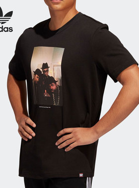 Adidas/阿迪达斯正品三叶草RUN DMC 联名男子照片印花T恤 GN5928