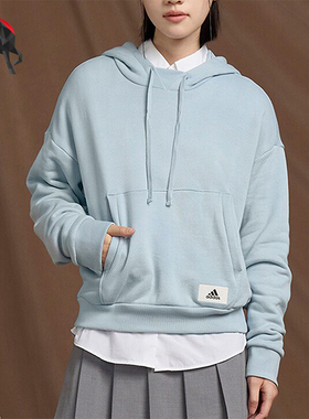 Adidas/阿迪达斯正品女士宽松训练简约运动连帽卫衣IU3175