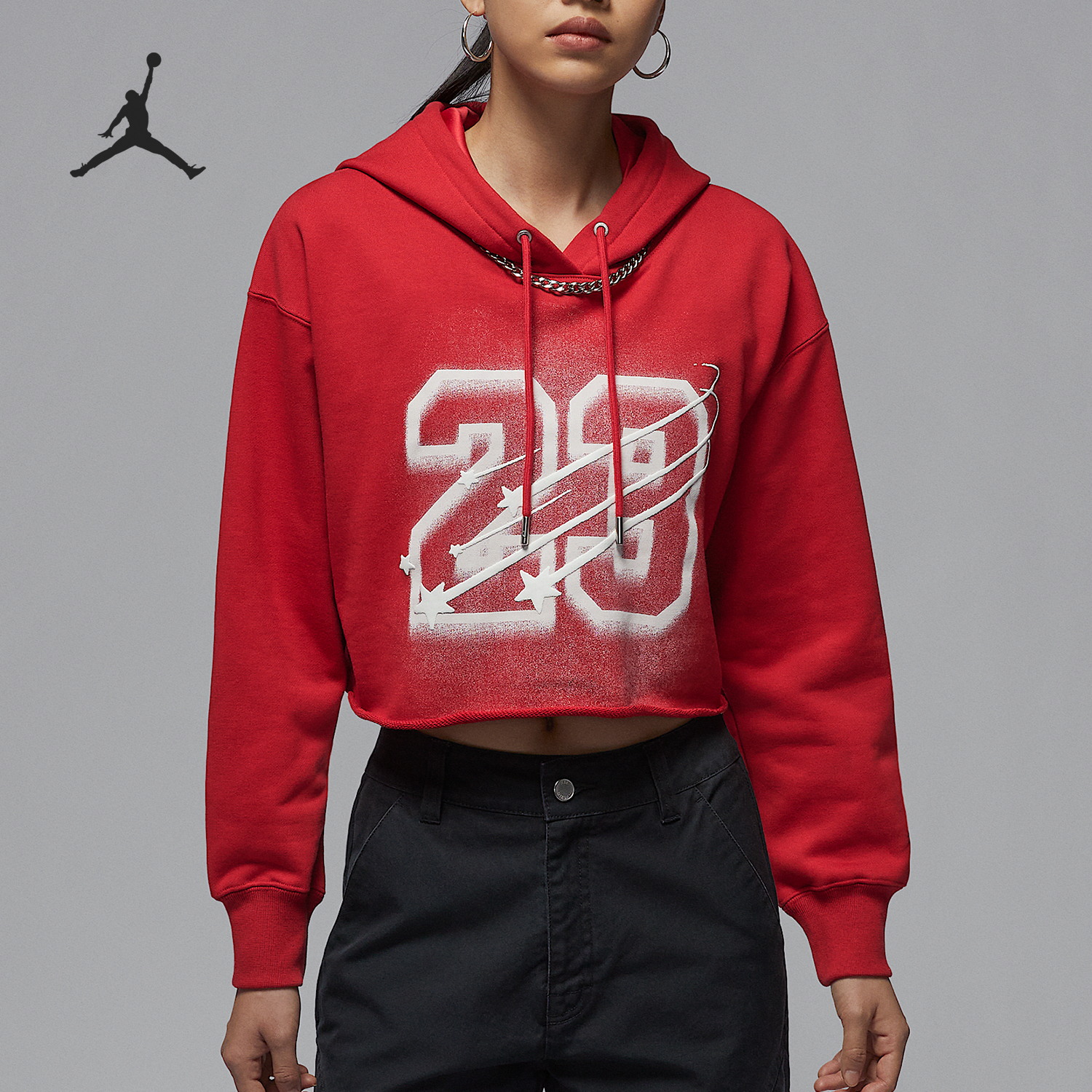 耐克女士短款连帽时尚露脐卫衣