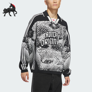 Adidas/阿迪达斯正品三叶草新款情侣款黑白色针织衫JZ7251