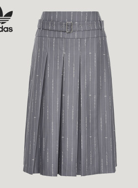 Adidas/阿迪达斯正品三叶草休闲复古梭织提花半身裙KS5313
