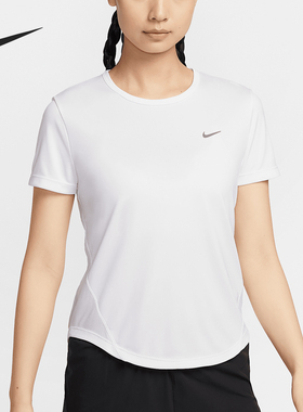 Nike/耐克官方正品DRI-FIT女士透气训练针织运动短袖HQ0649-100