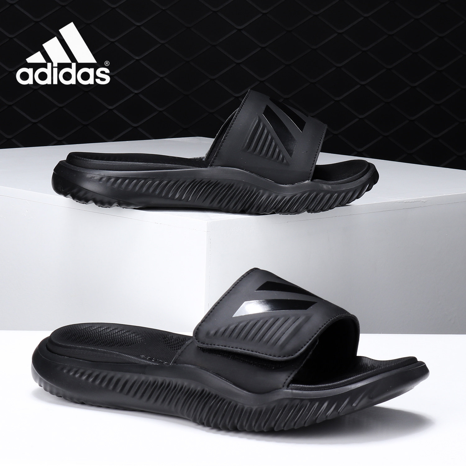 Adidas/阿迪达斯官方正品男子夏季游泳透气运动一字拖鞋 B41720