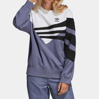 阿迪达斯女子斜条纹套头衫卫衣