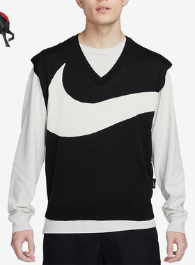 Nike/耐克正品Swoosh男士透气V领拼接套头针织无袖T恤FD2874-010