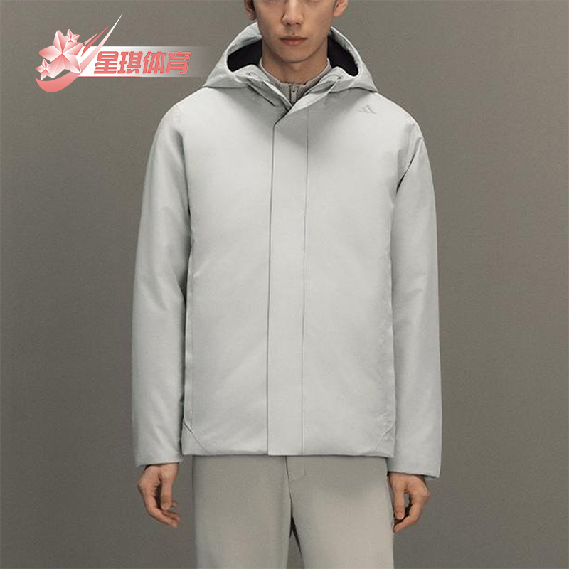 Adidas/阿迪达斯正品2025男士连帽户外探险保暖商务羽绒服KC2476