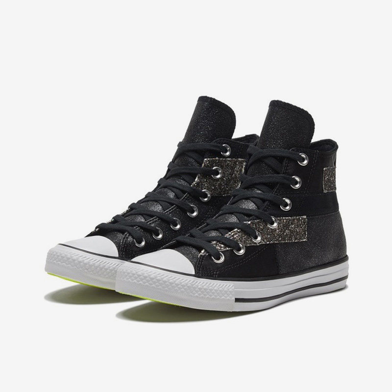 Converse匡威正品新款休闲女子复古亮片拼接高帮帆布板鞋569427C