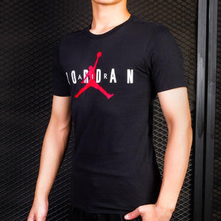 Nike/耐克正品AIR JORDAN AJ字母飞人大LOGO 黑白蓝短袖T恤AA1908