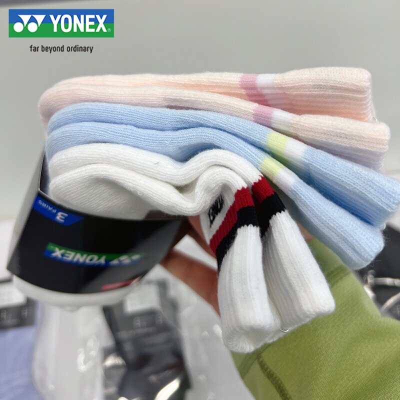 YONEX/尤尼克斯羽毛球袜女款运动袜短筒中筒加厚毛巾底女袜抗菌
