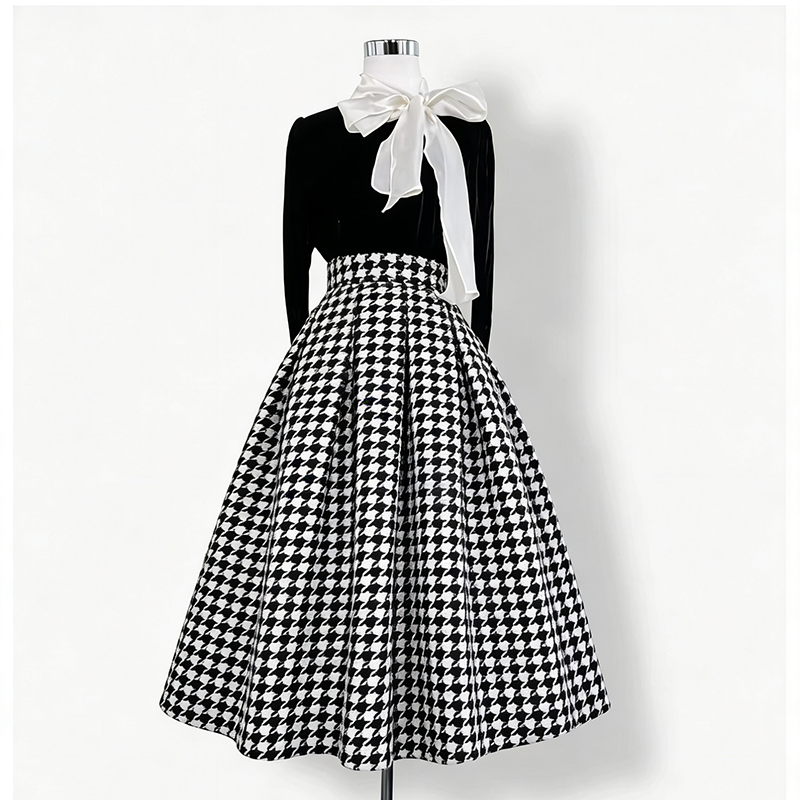 实拍~法式浪漫气质优雅温柔修身半身裙2025秋冬设计感A字裙显瘦女