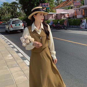 现货 23年秋季新款 假两件连衣裙女 267 6055 P130 K188,女装连衣裙,浙宝267