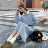 蓝色小香风减龄连衣裙女2023春秋新款法式收腰显瘦梨型气质初恋裙，女装连衣裙，浙宝267
