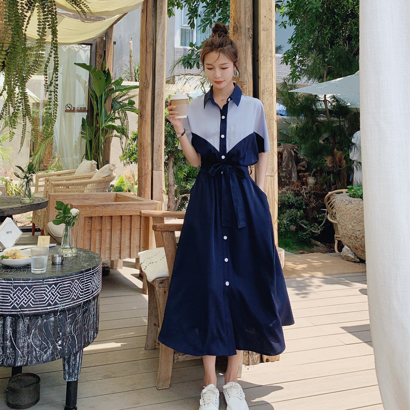 现货2024年夏季新款拼接连衣裙女267A366P110K158,女装连衣裙,浙宝267