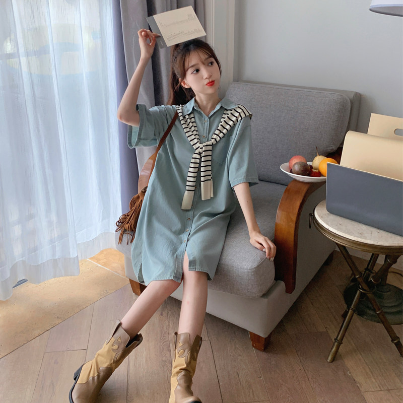 2023年夏季条纹披肩牛仔连衣裙女267-6115P115控168,女装连衣裙,浙宝267