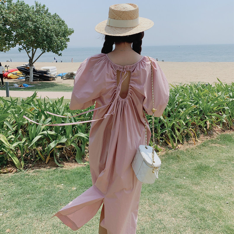 23年夏季后背抽绳连衣裙女2676095P120178，女装连衣裙，浙宝267