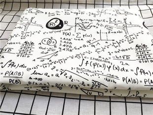 卡通布料细帆布印花手工diy面料沙发套布料包包宿舍桌布数字公式