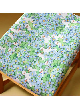 卡通布料细帆布印花手工diy面料沙发套布料包包宿舍桌布白鸭点翠