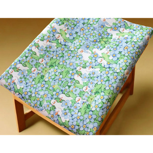 卡通布料细帆布印花手工diy面料沙发套布料包包宿舍桌布白鸭点翠