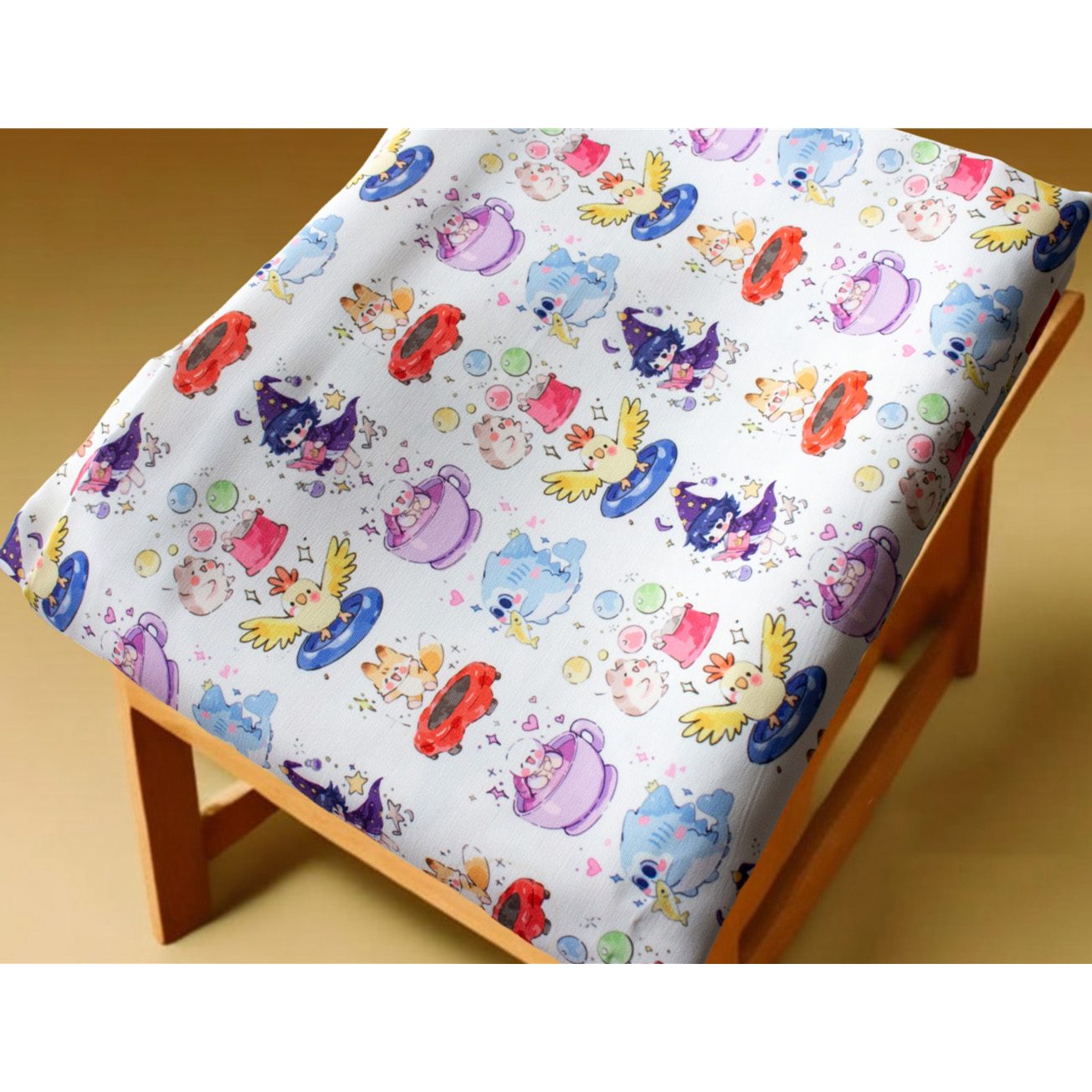 卡通布料细帆布印花手工diy面料沙发套布料包包宿舍桌布鱼蓝王子