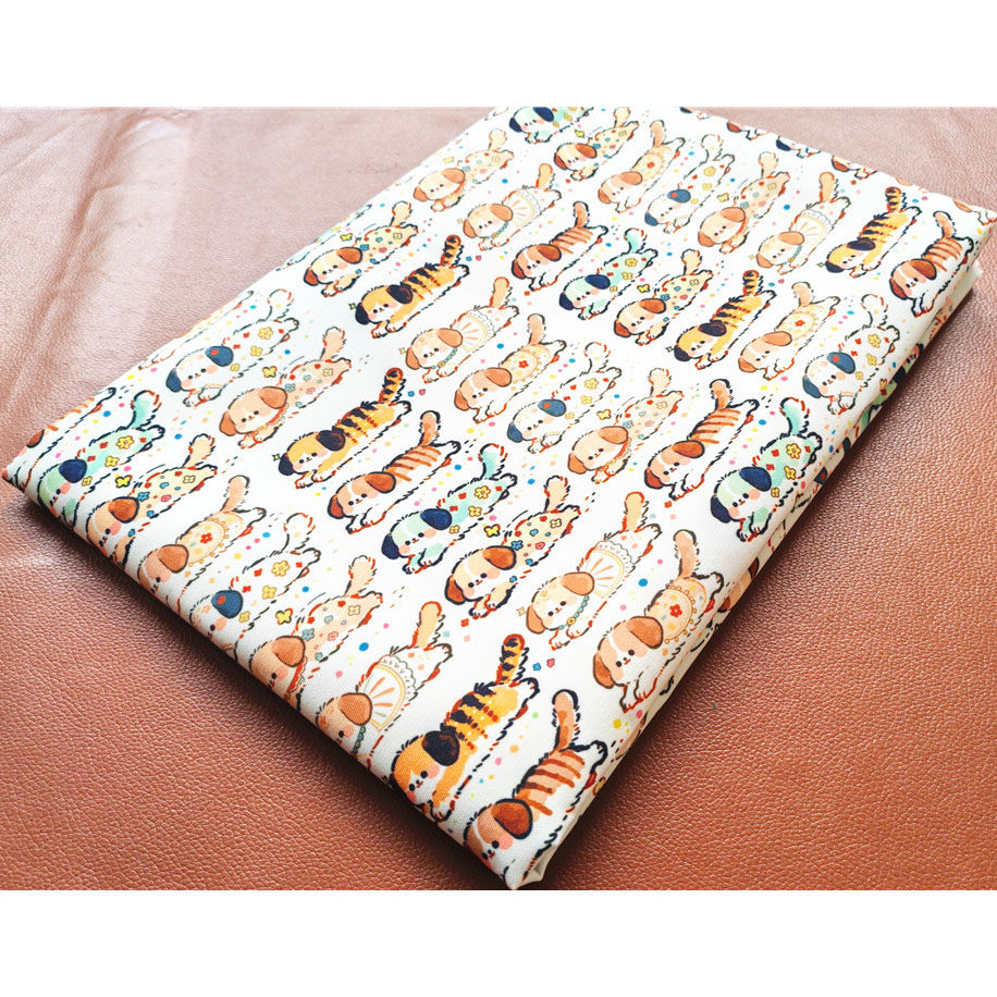 卡通布料细帆布布料diy手工印花布料包包布料可爱桌布宿舍虎纹狗